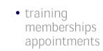 training, memberships and appointments